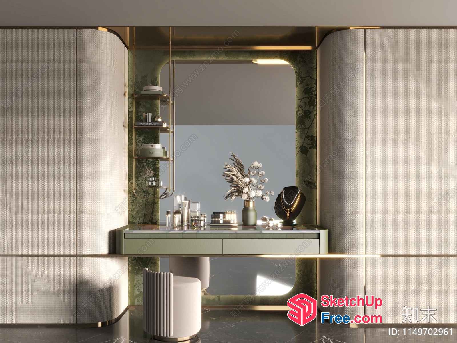 Modern Luxury Bathroom Vanity With Elegant Decor 3D SketchUp File
