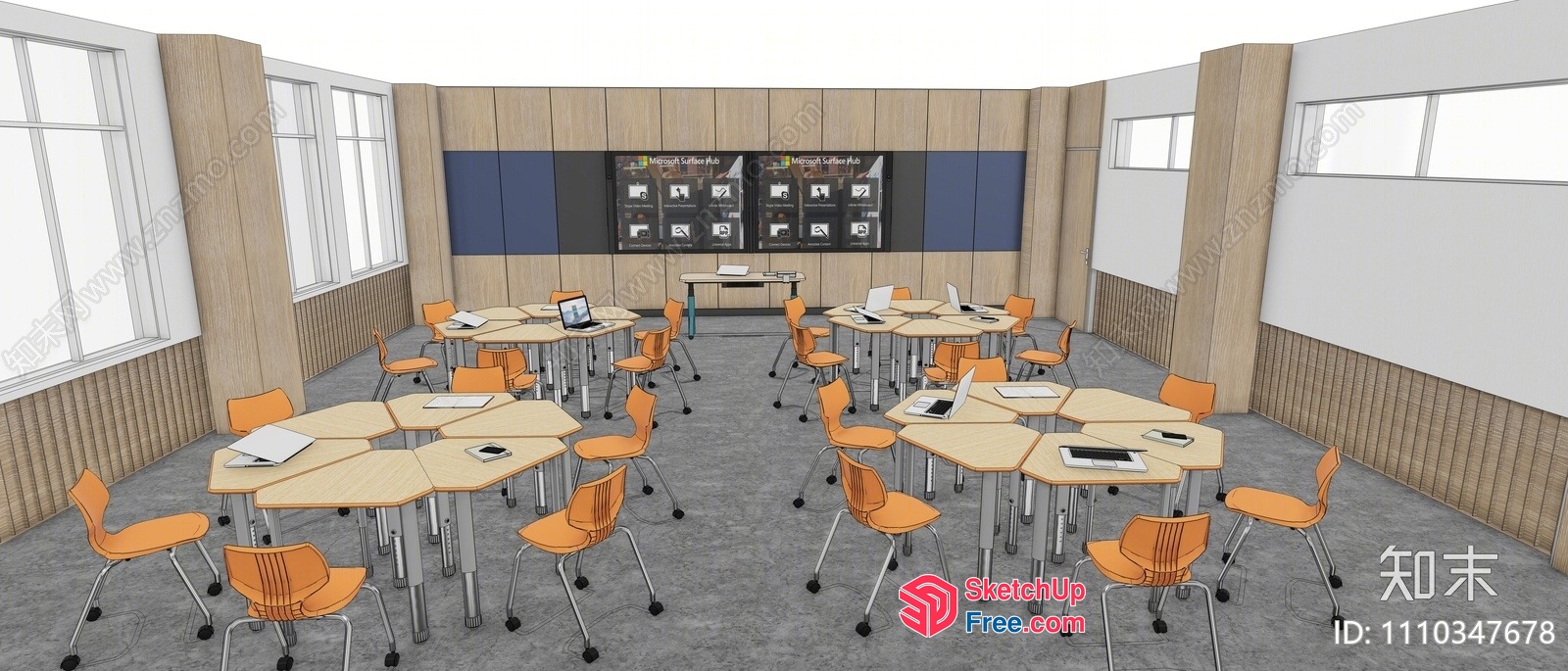 Modern Classroom With Collaborative Learning Spaces And Natural Light 3D SketchUp File