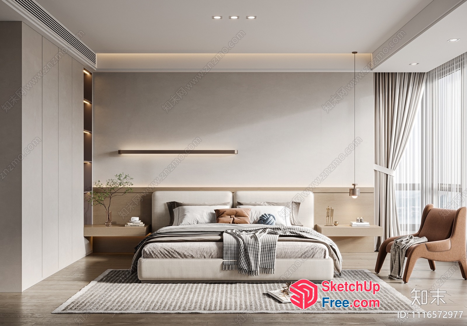 Modern Minimalist Bedroom Interior Design 3D SketchUp File
