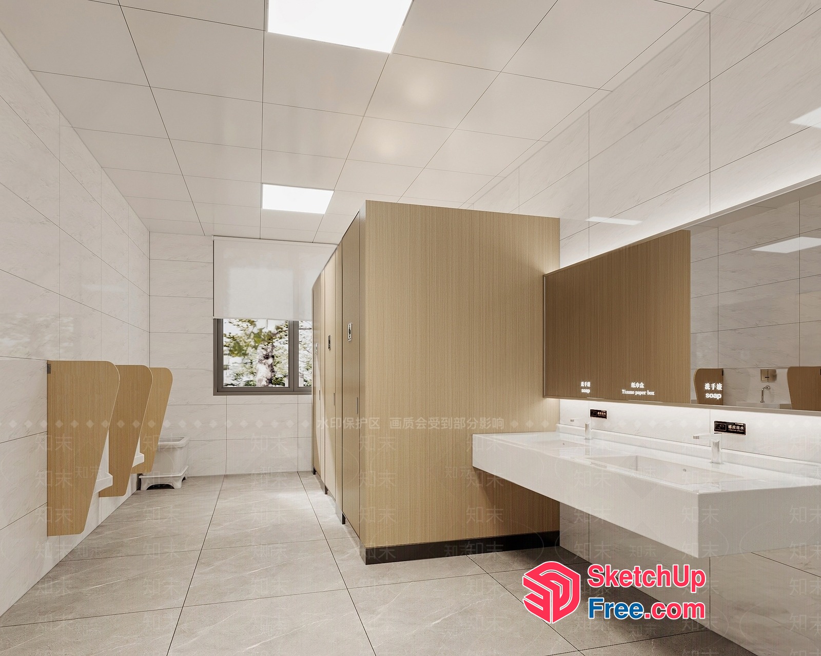 Modern Clean Public Bathroom 3D SketchUp File