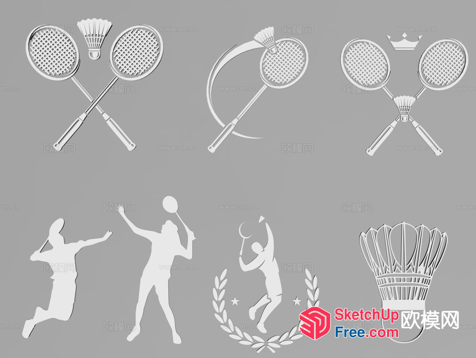 Badminton Players In Action 3D SketchUp File