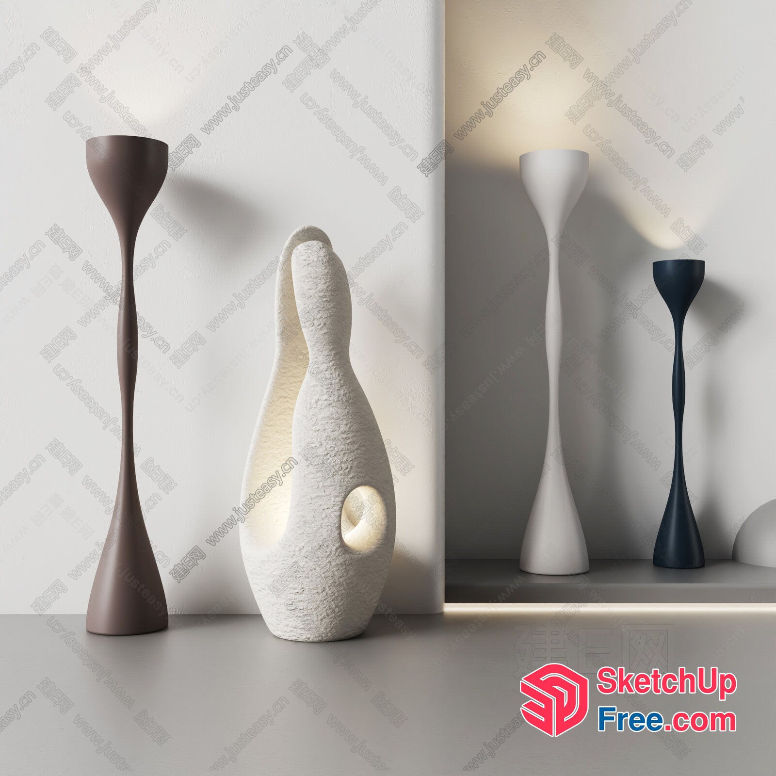 Modern Minimalist Abstract Sculpture Collection 3D SketchUp File