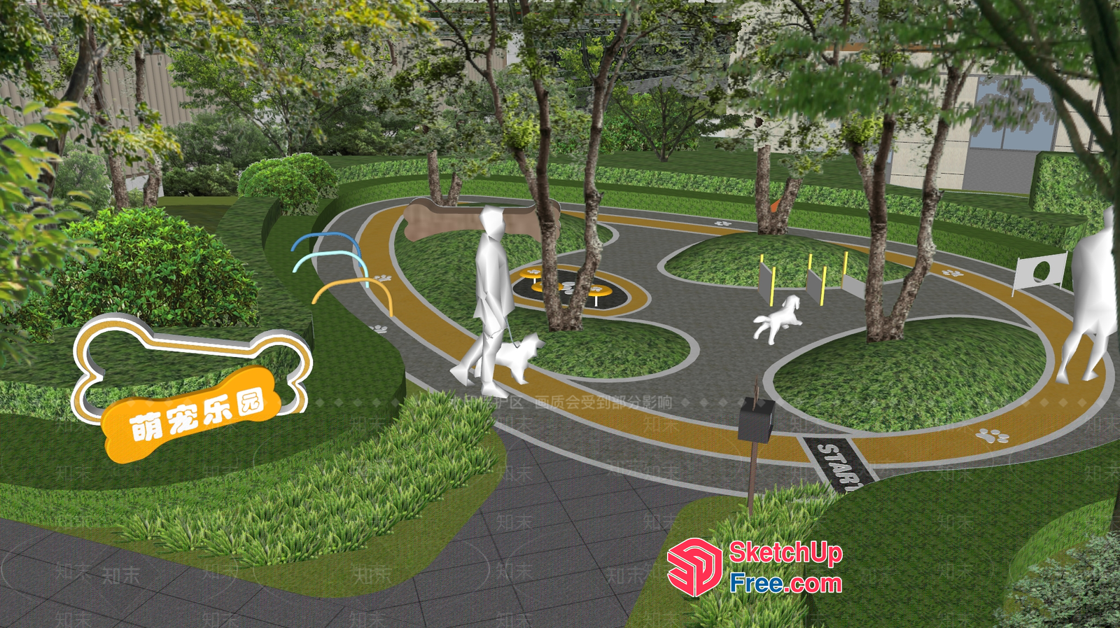 Dog Park With Training And Agility Course 3D SketchUp File