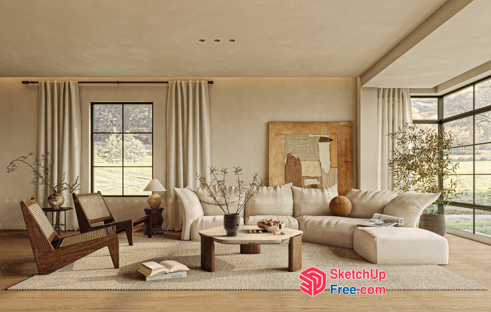 Modern Minimalist Living Room Interior Design 3D SketchUp File