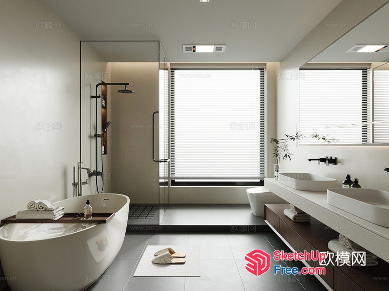 Sleek Modern Bathroom With Elegant Fixtures And Natural Light 3D SketchUp File