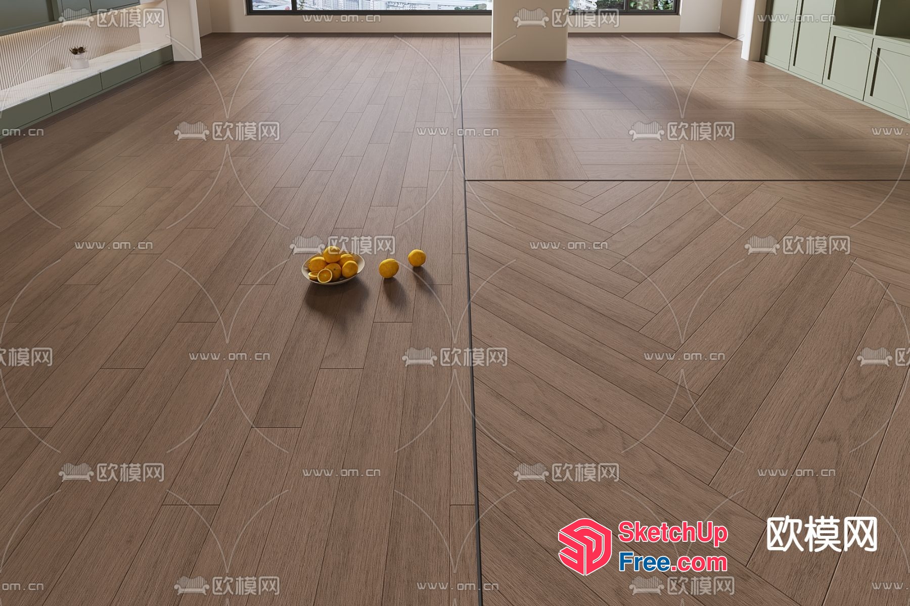 Modern Interior With Wooden Flooring And Decorative Accents 3D SketchUp File