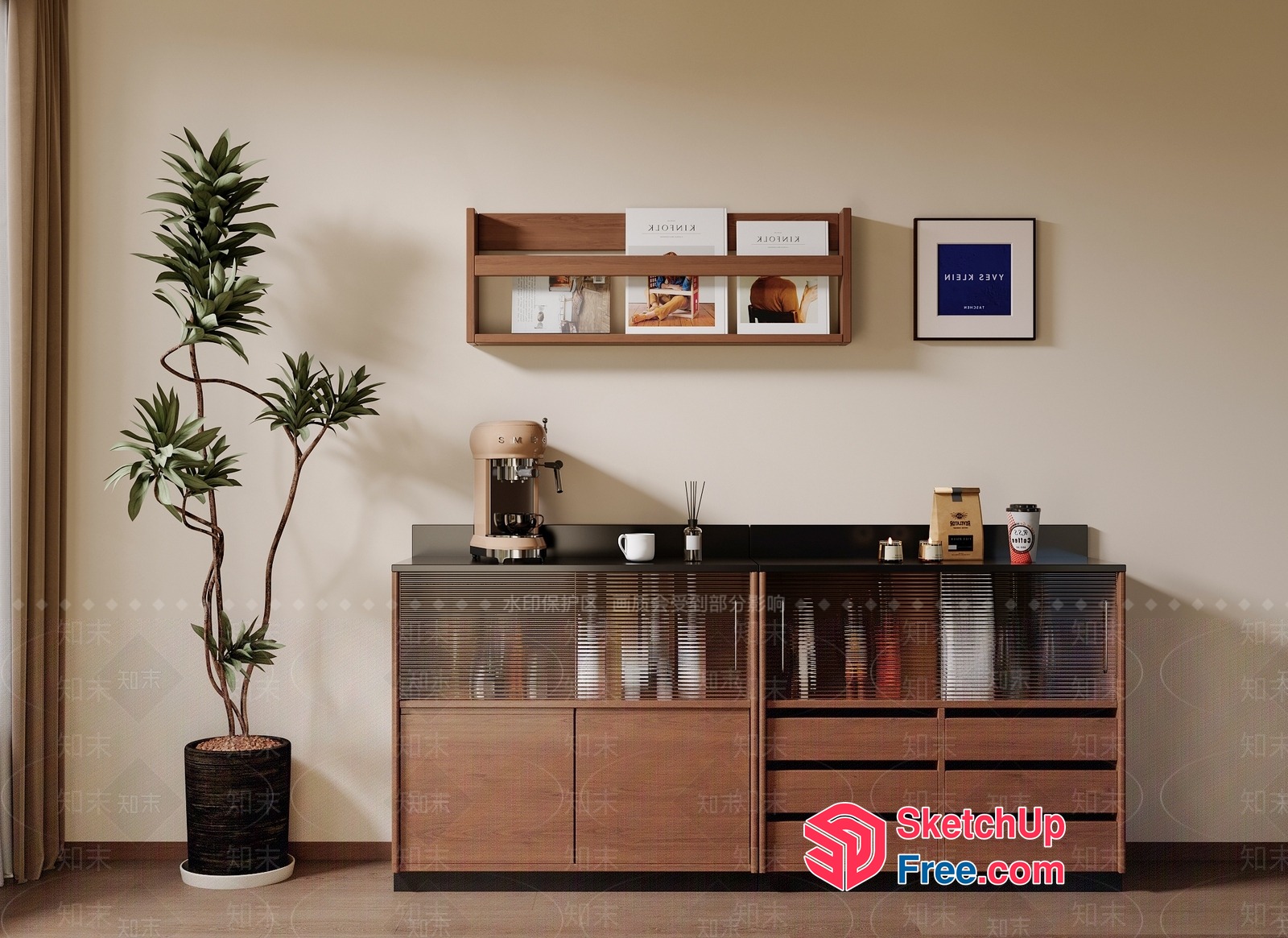 Modern Kitchen Storage And Coffee Station 3D SketchUp File