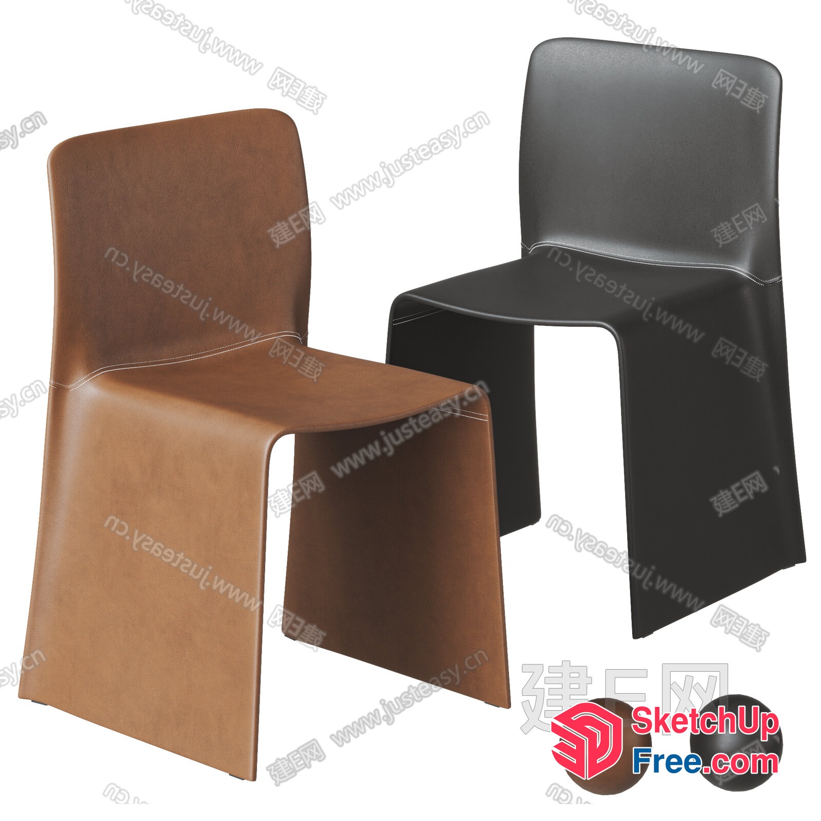 Two Leather Chairs With A Modern Design 3D SketchUp File