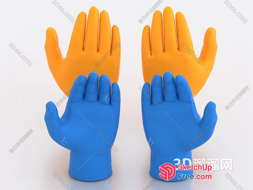 Pair Of Hands In Blue And Orange 3D SketchUp File