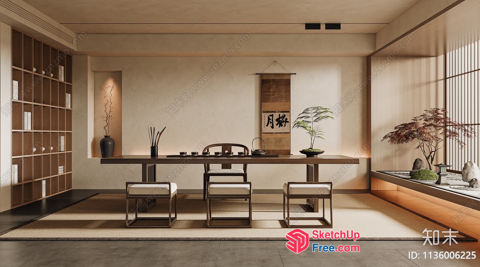 Japanese-Inspired Minimalist Office Space 3D SketchUp File