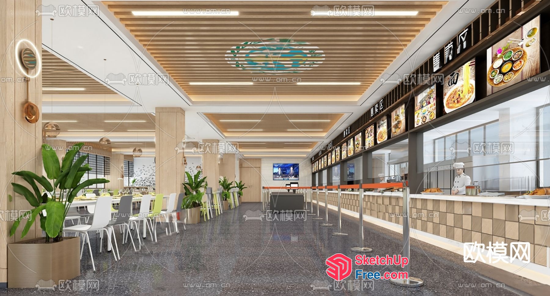 Modern Commercial Space With Stylish Lighting And Decor 3D SketchUp File