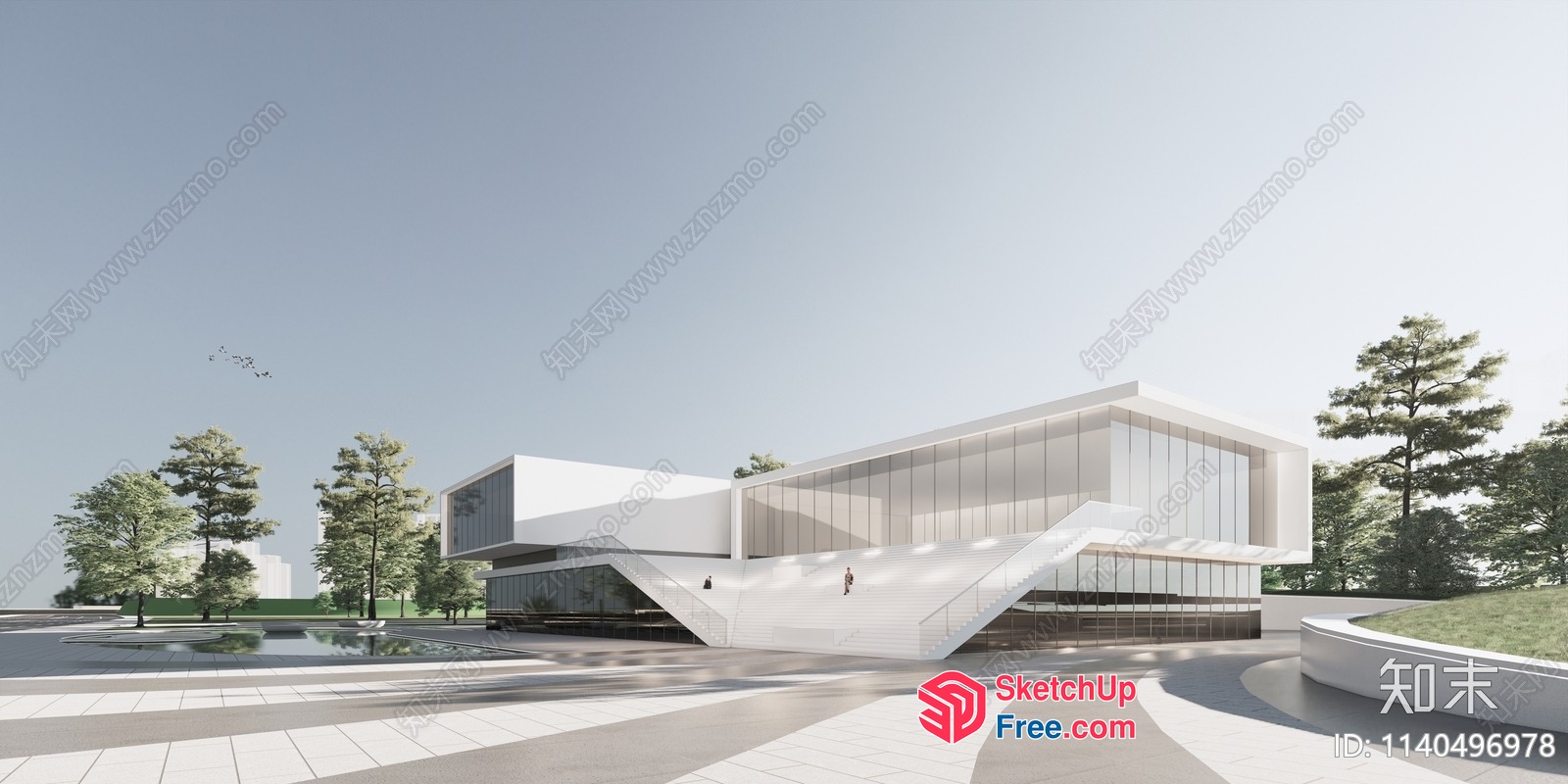 Modern Glass Curtain Wall Building 3D SketchUp File