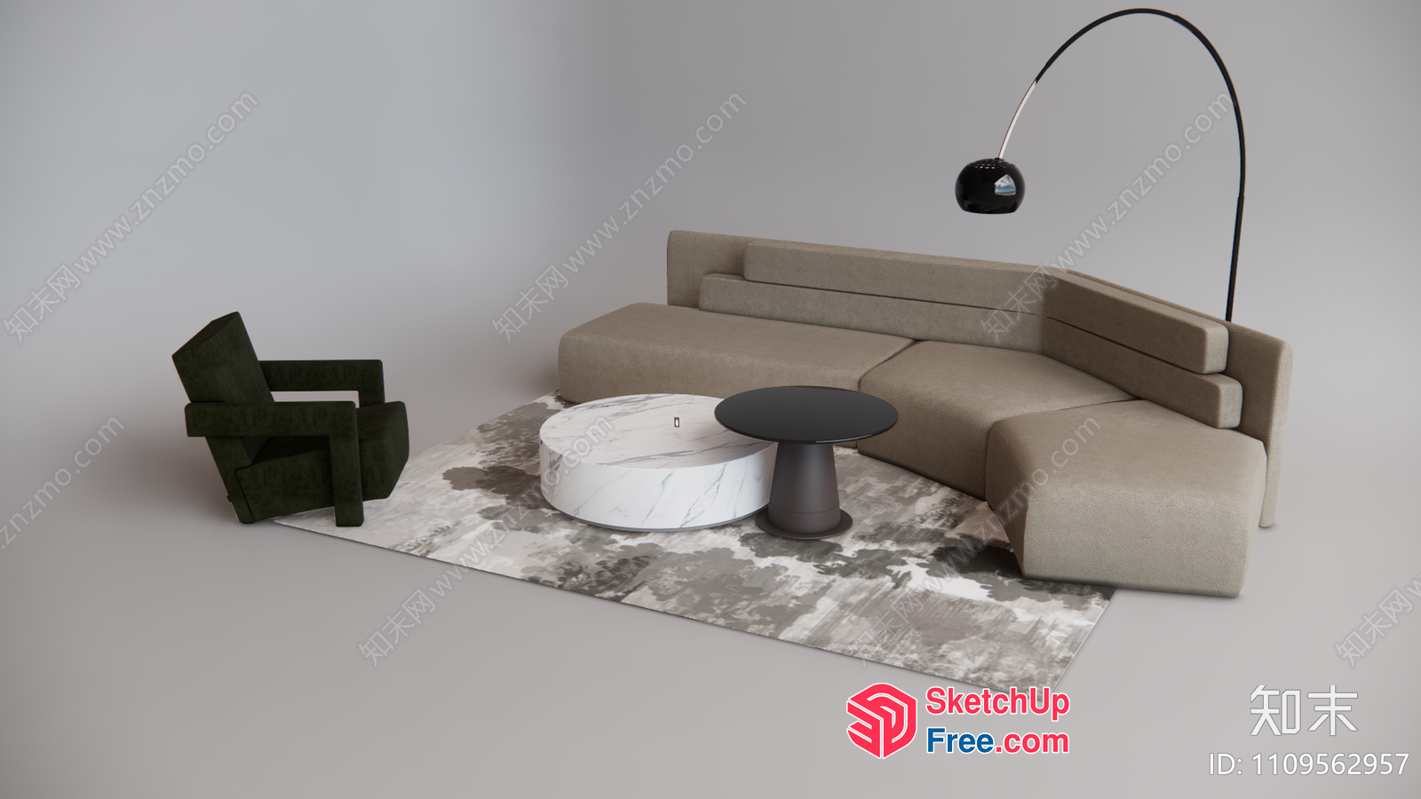 Minimalist Modern Living Room With Neutral Color Palette 3D SketchUp File