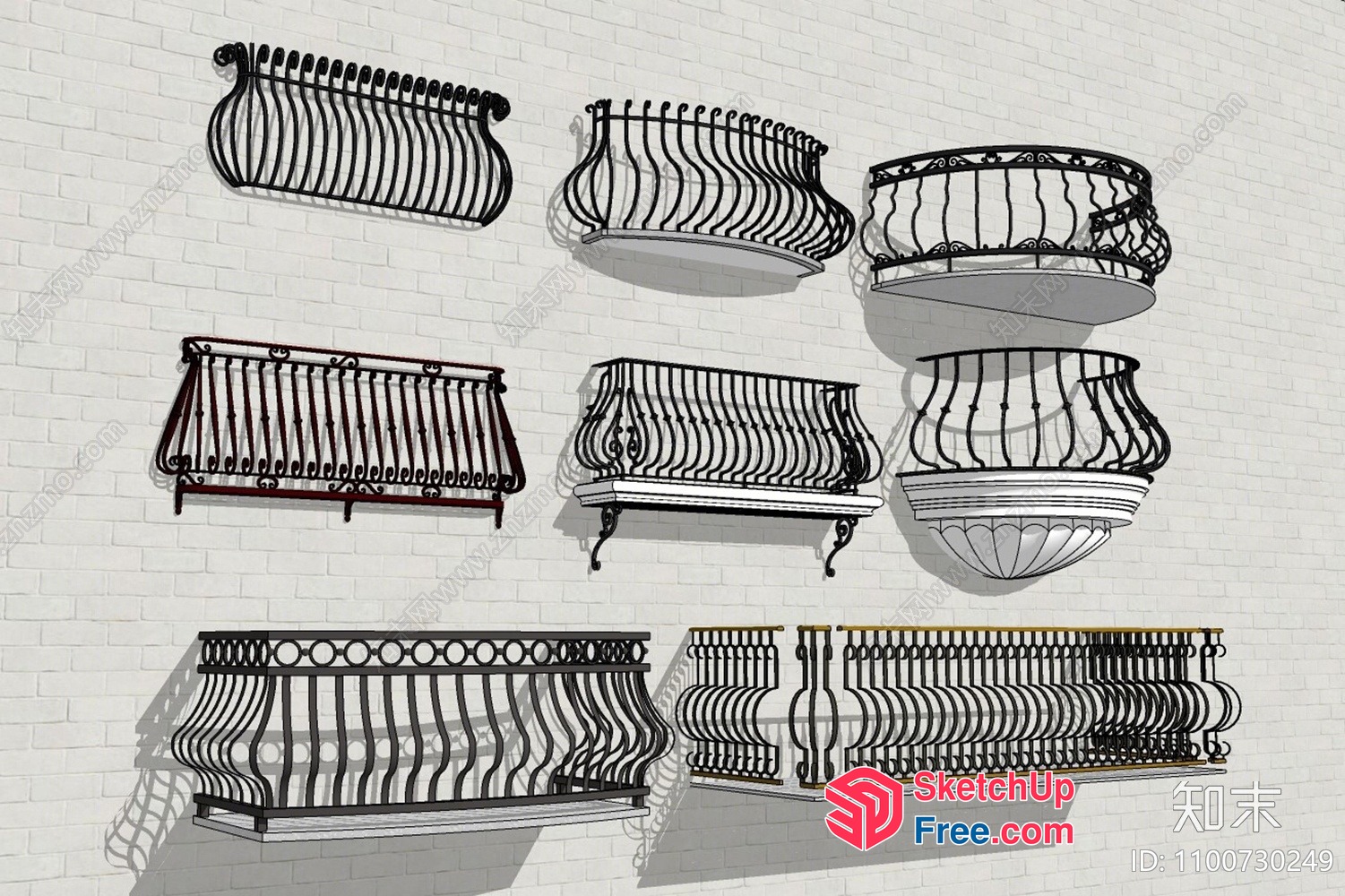 Ornate Metal Balcony Railings 3D SketchUp File