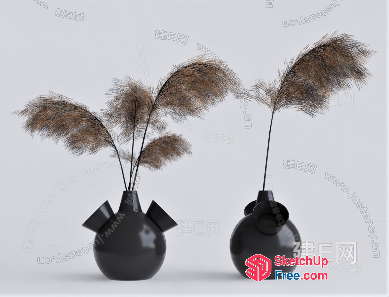 Black Vase With Feather Decorations 3D SketchUp File