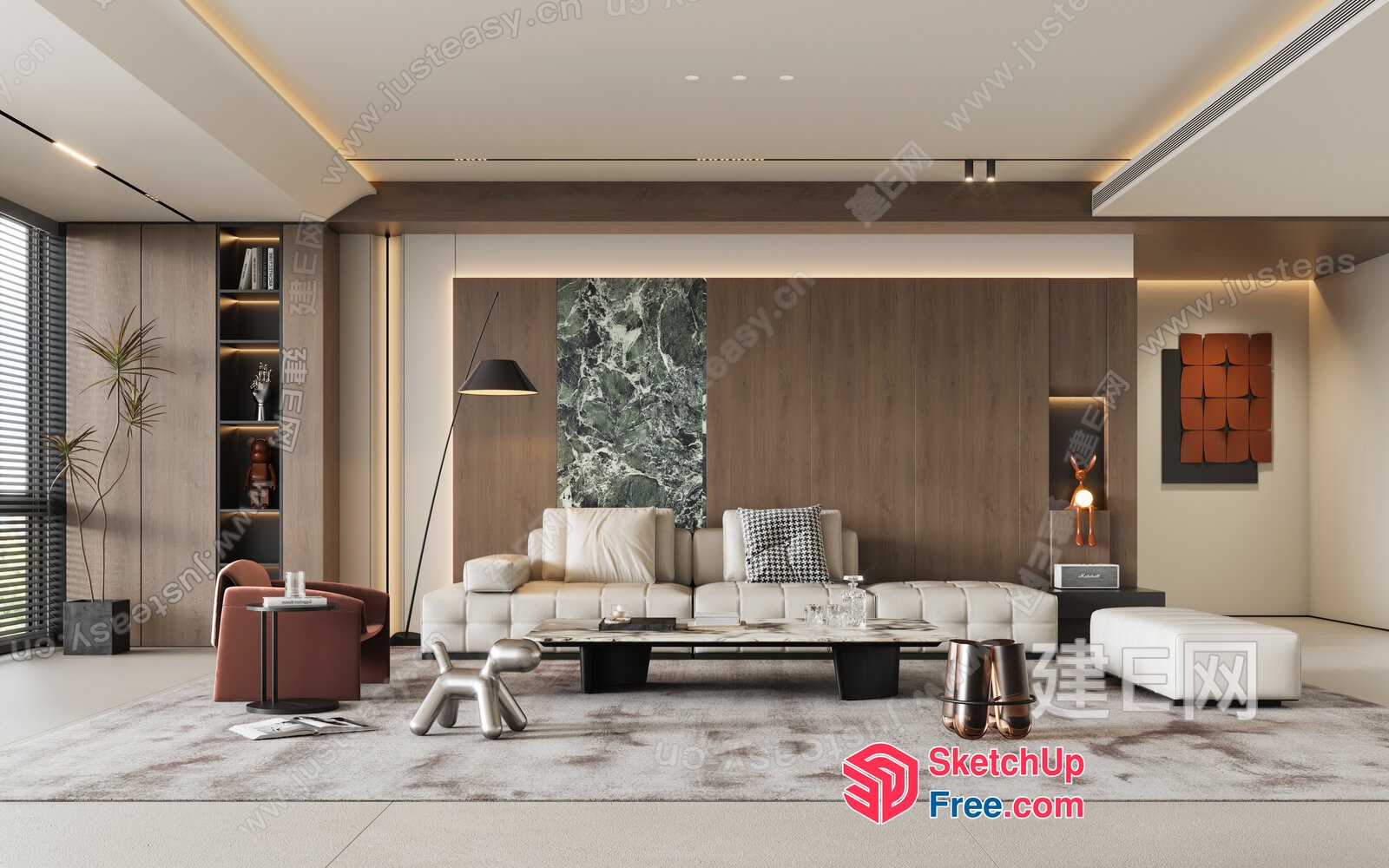 Modern Living Room With Sleek Furniture And Neutral Tones 3D SketchUp File