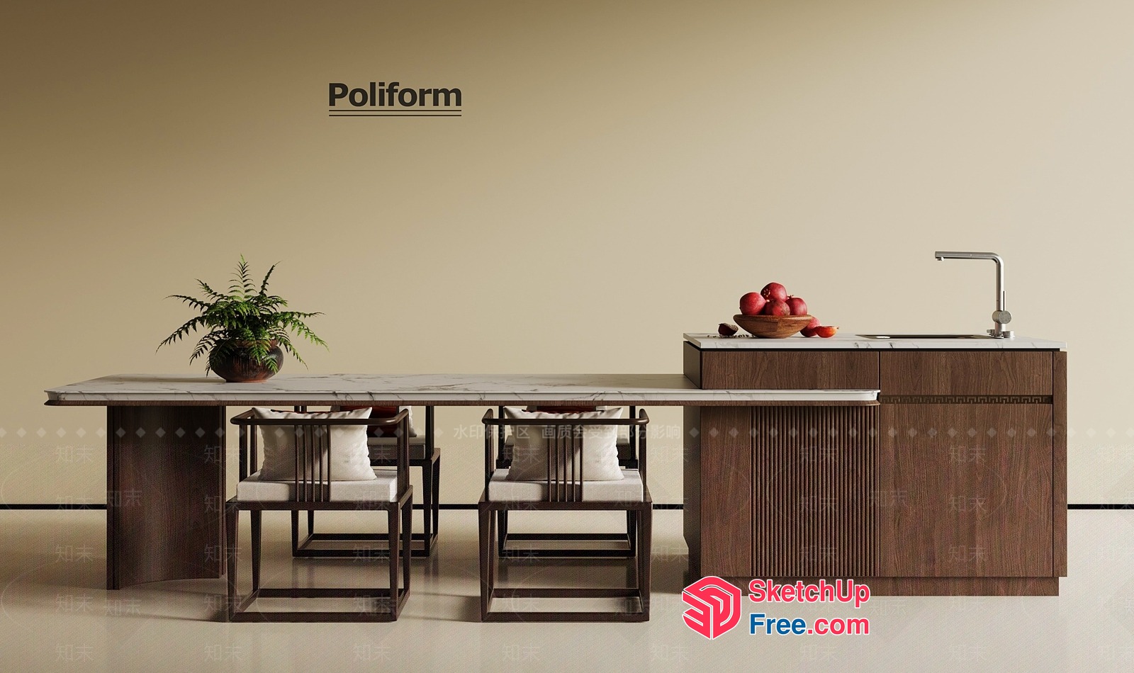 Poliform Dining Room Furniture 3D SketchUp File