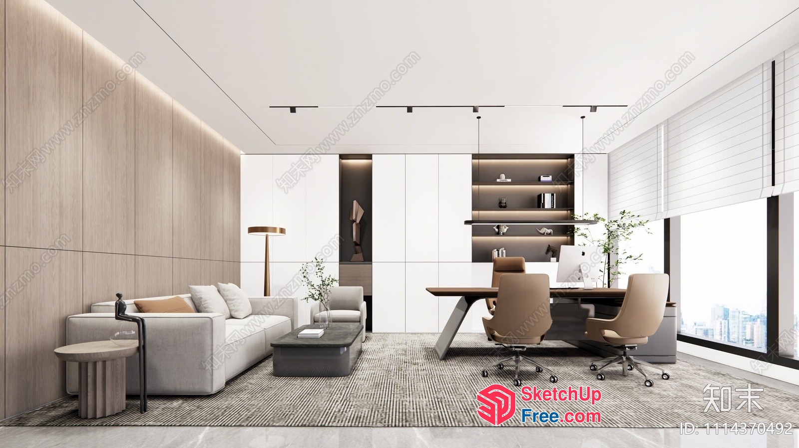 Modern Office Space With Sleek Furniture And Neutral Color Scheme 3D SketchUp File