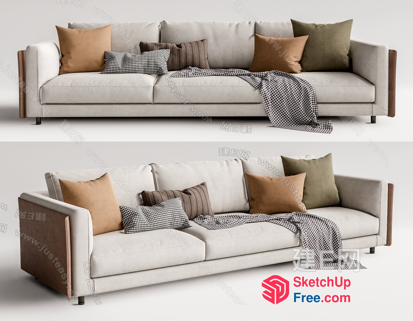 Modern Sofa With Pillows And Blanket 3D SketchUp File