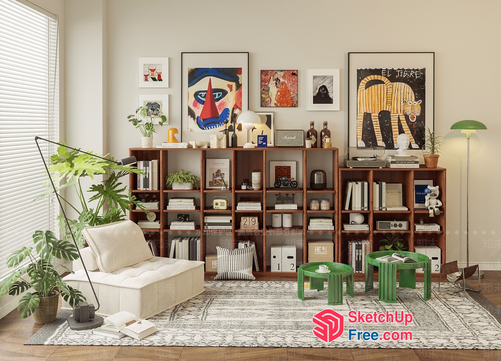 Modern Living Room Decor With Art And Plants 3D SketchUp File