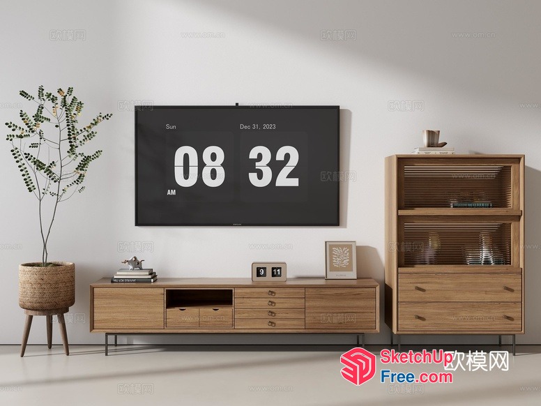 Modern Minimalist Living Room With Mid-Century Style Furniture 3D SketchUp File