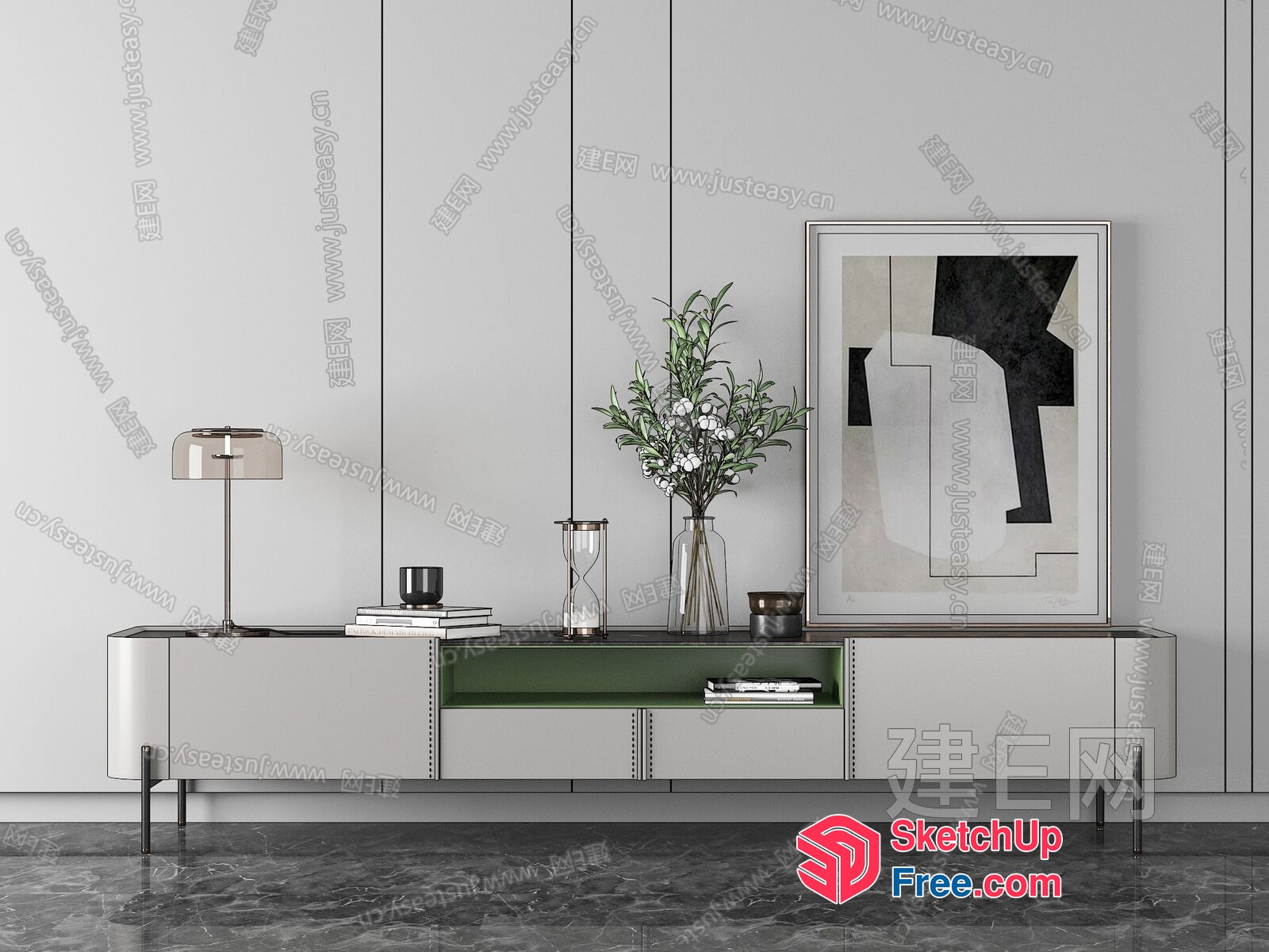 Modern Minimalist Interior With White And Grey Tones 3D SketchUp File