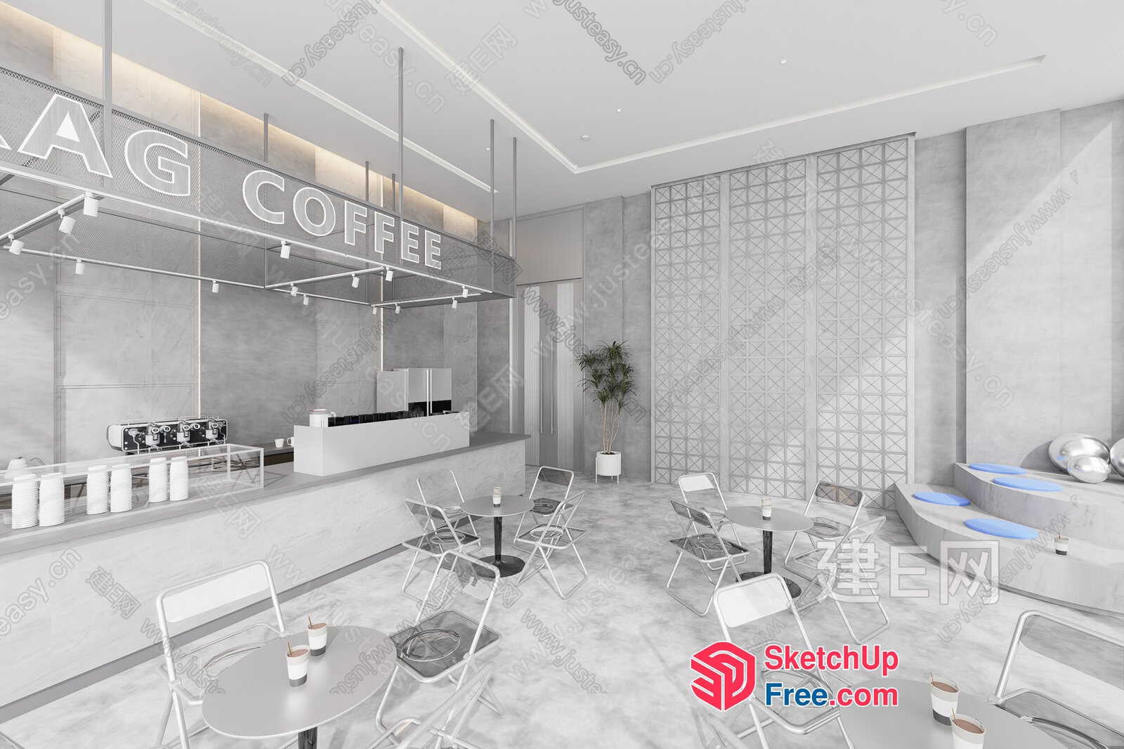 Modern Minimalist Coffee Shop 3D SketchUp File