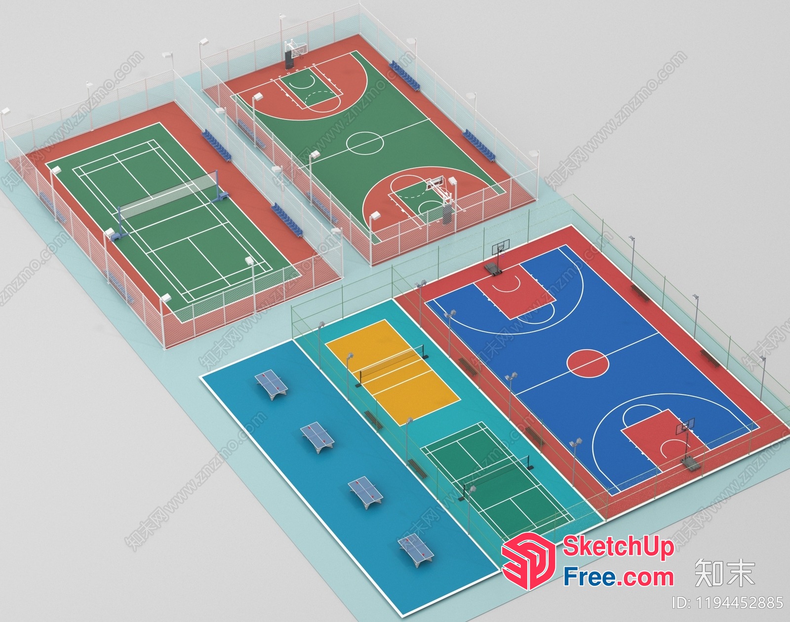Multi-Sport Court Facilities 3D SketchUp File