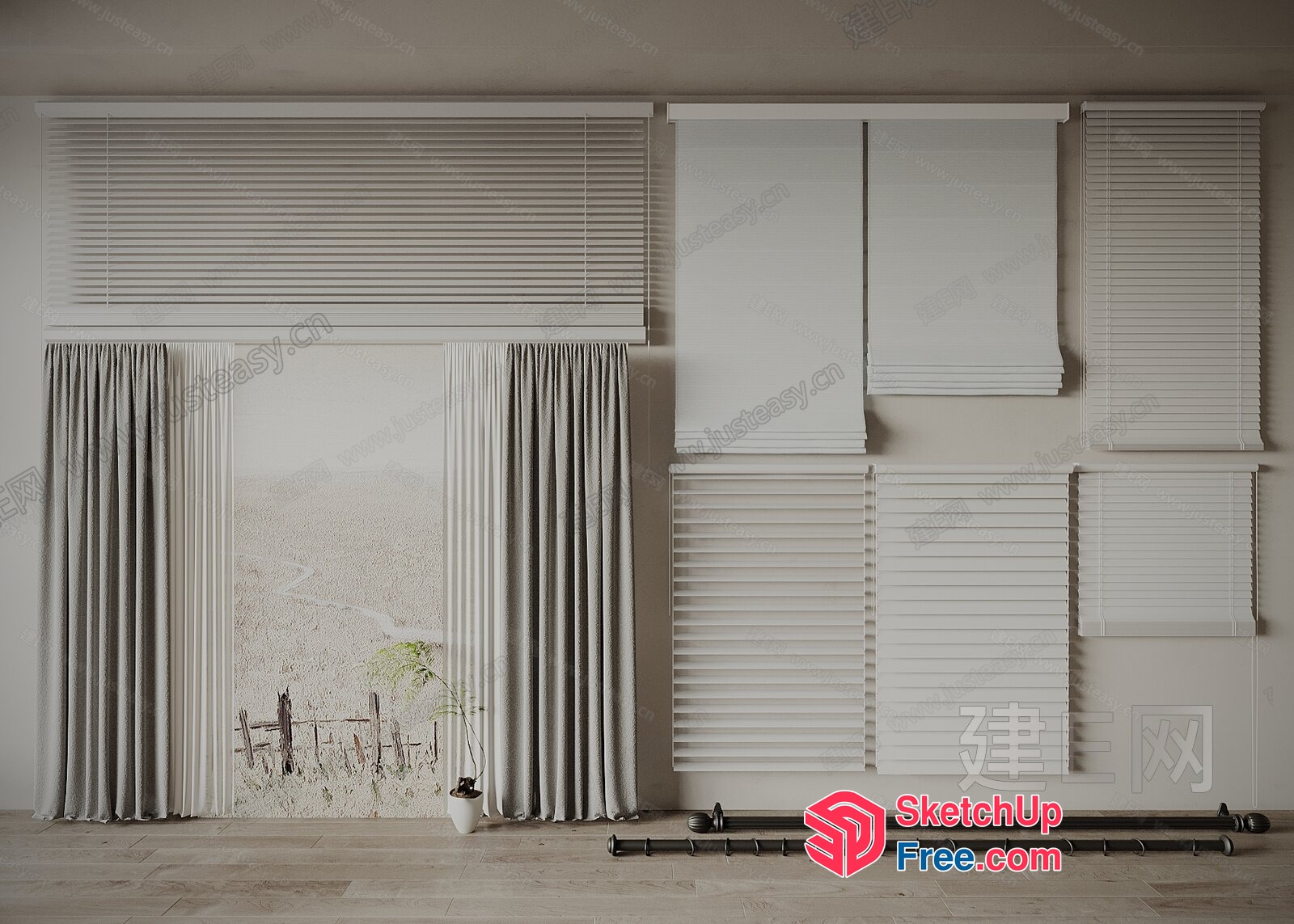 White Window Treatments And Curtains 3D SketchUp File