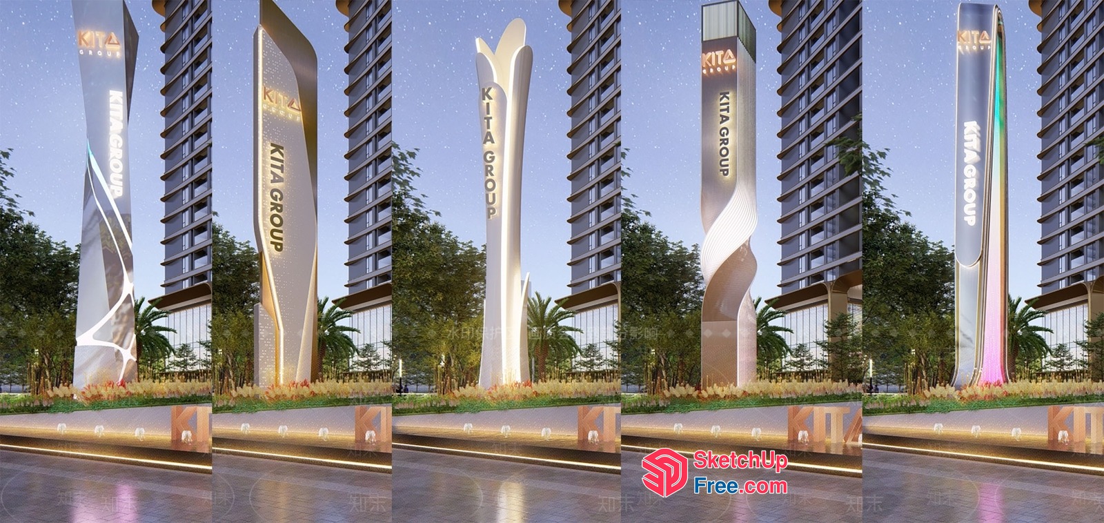 Kita Group Pillars In A Modern Cityscape 3D SketchUp File