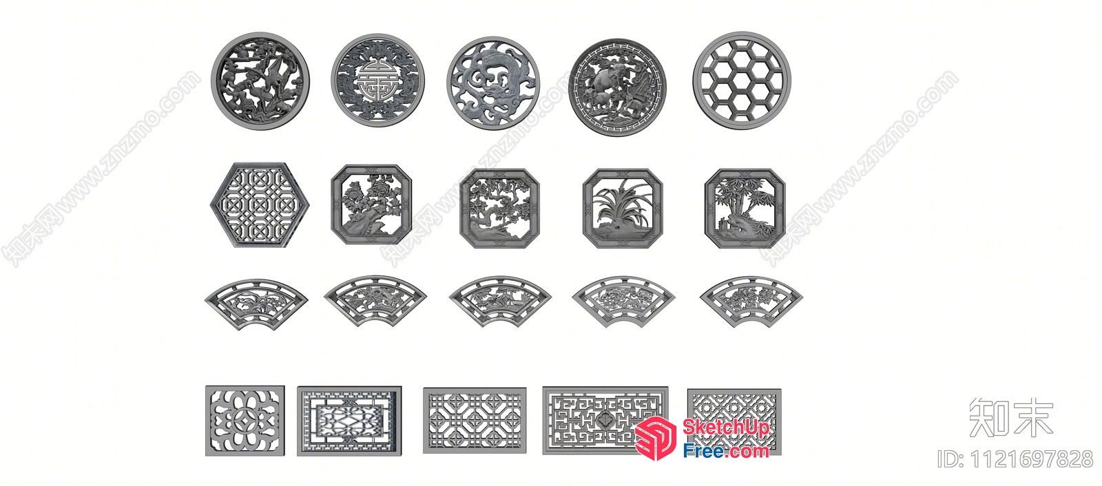 Traditional Asian Architectural Elements Collection 3D SketchUp File