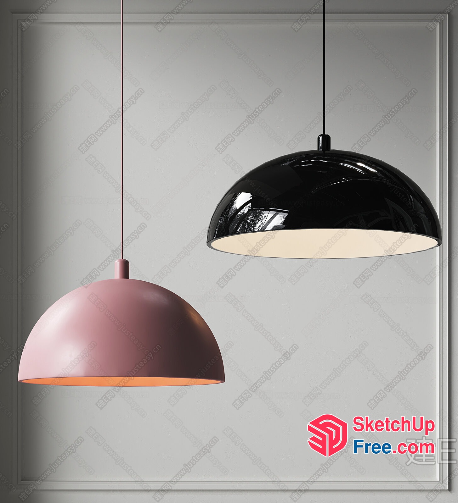 Two Hanging Lamps In A Minimalist Setting 3D SketchUp File