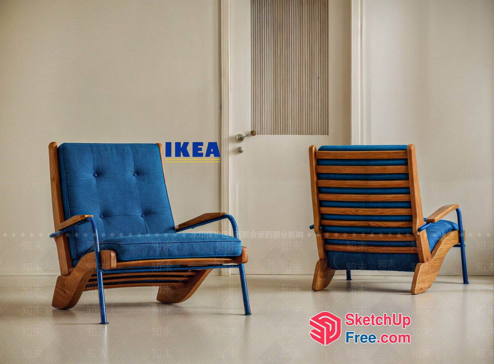 Ikea Blue Accent Chairs 3D SketchUp File