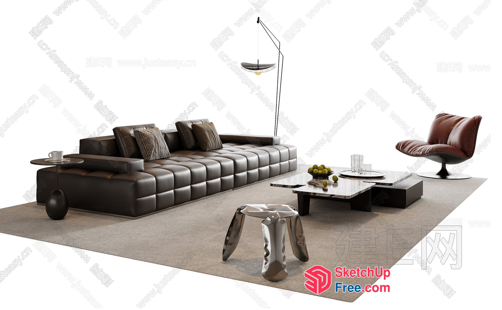 Modern Living Room With Sleek Furniture And Neutral Color Scheme 3D SketchUp File