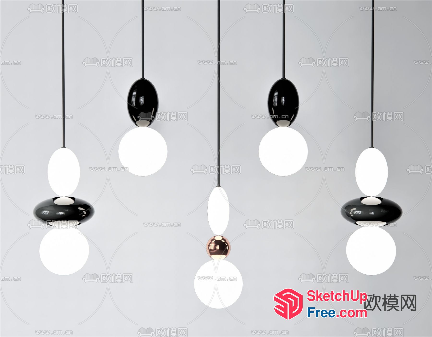 Elegant Hanging Light Fixtures 3D SketchUp File