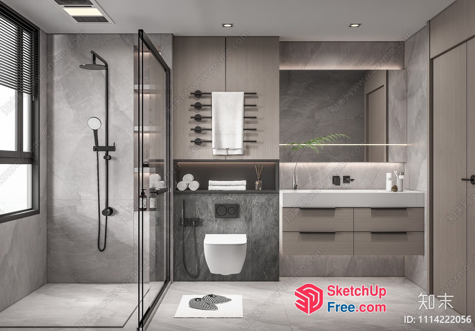 Modern Bathroom With Sleek Fixtures And Natural Light 3D SketchUp File