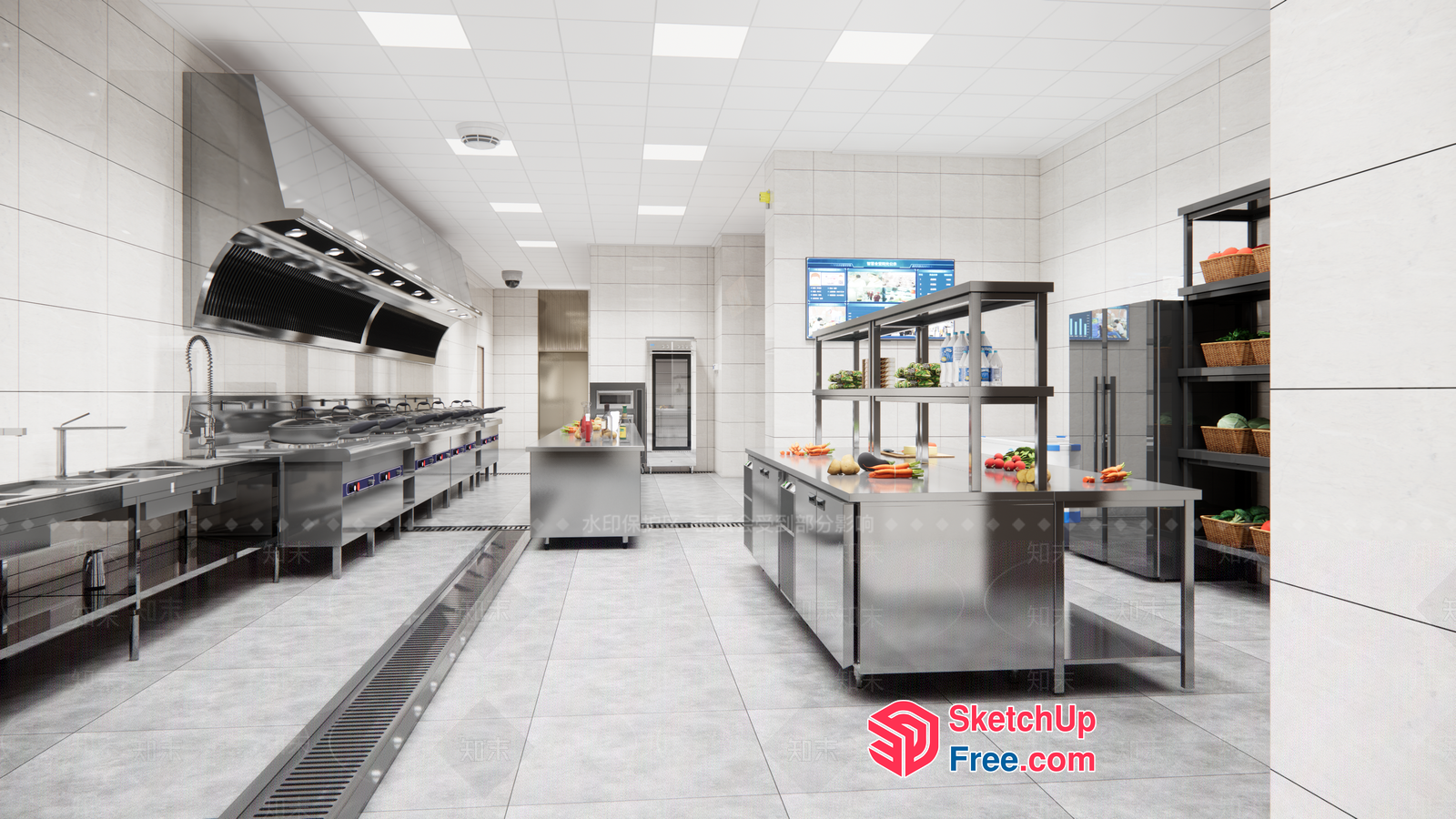 Modern Commercial Kitchen Interior 3D SketchUp File