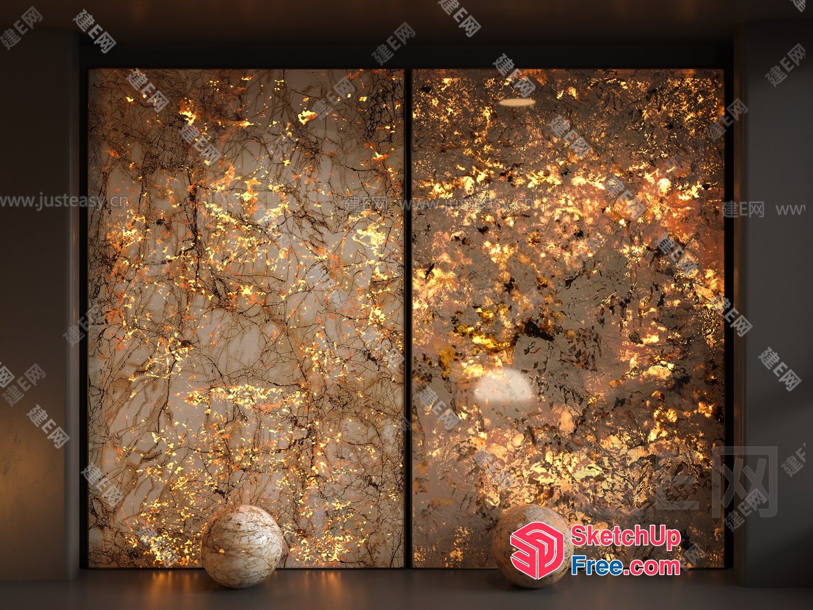 Marble Wall Decor With Golden Accents 3D SketchUp File