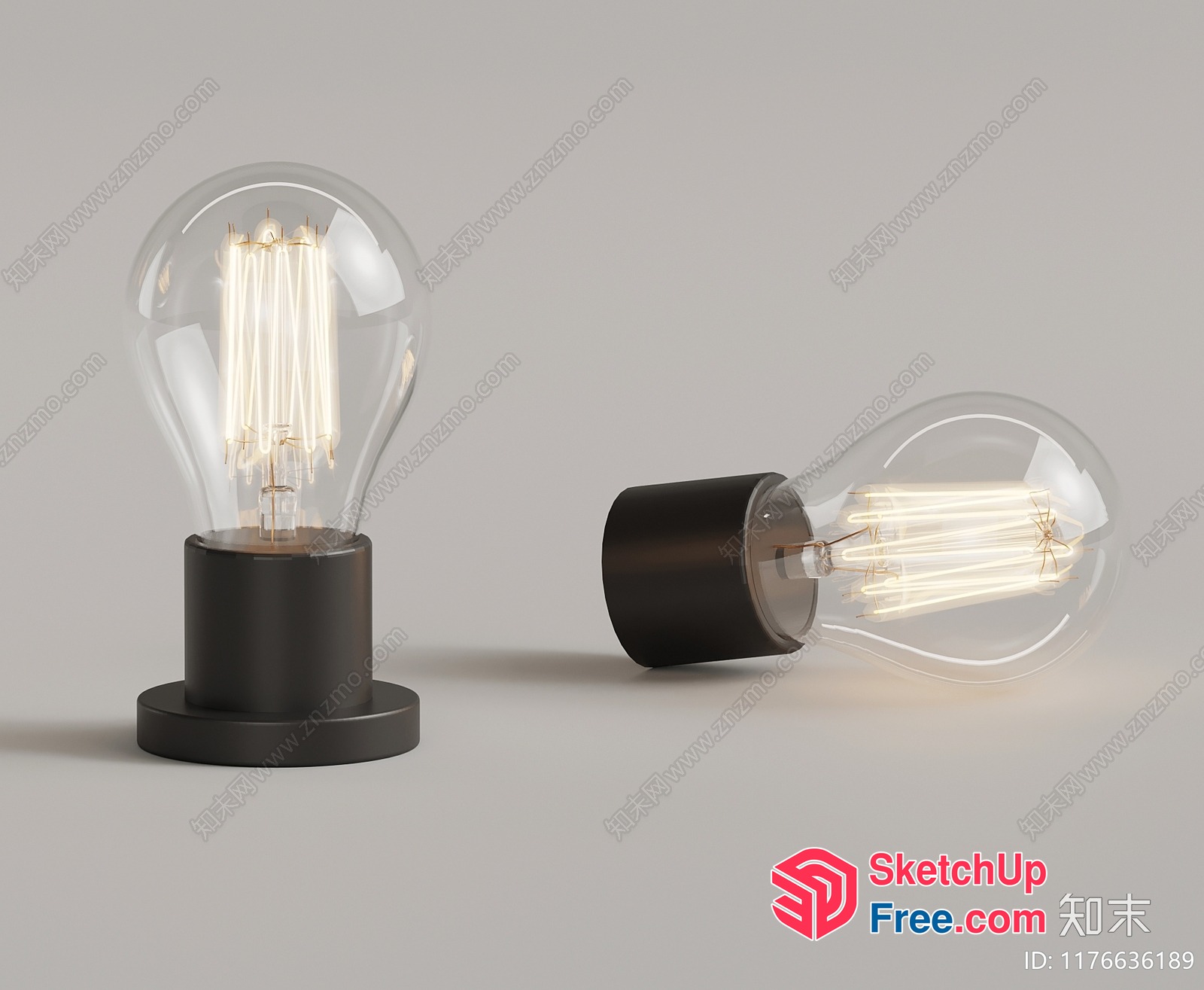 Two Light Bulbs On A Plain Background 3D SketchUp File