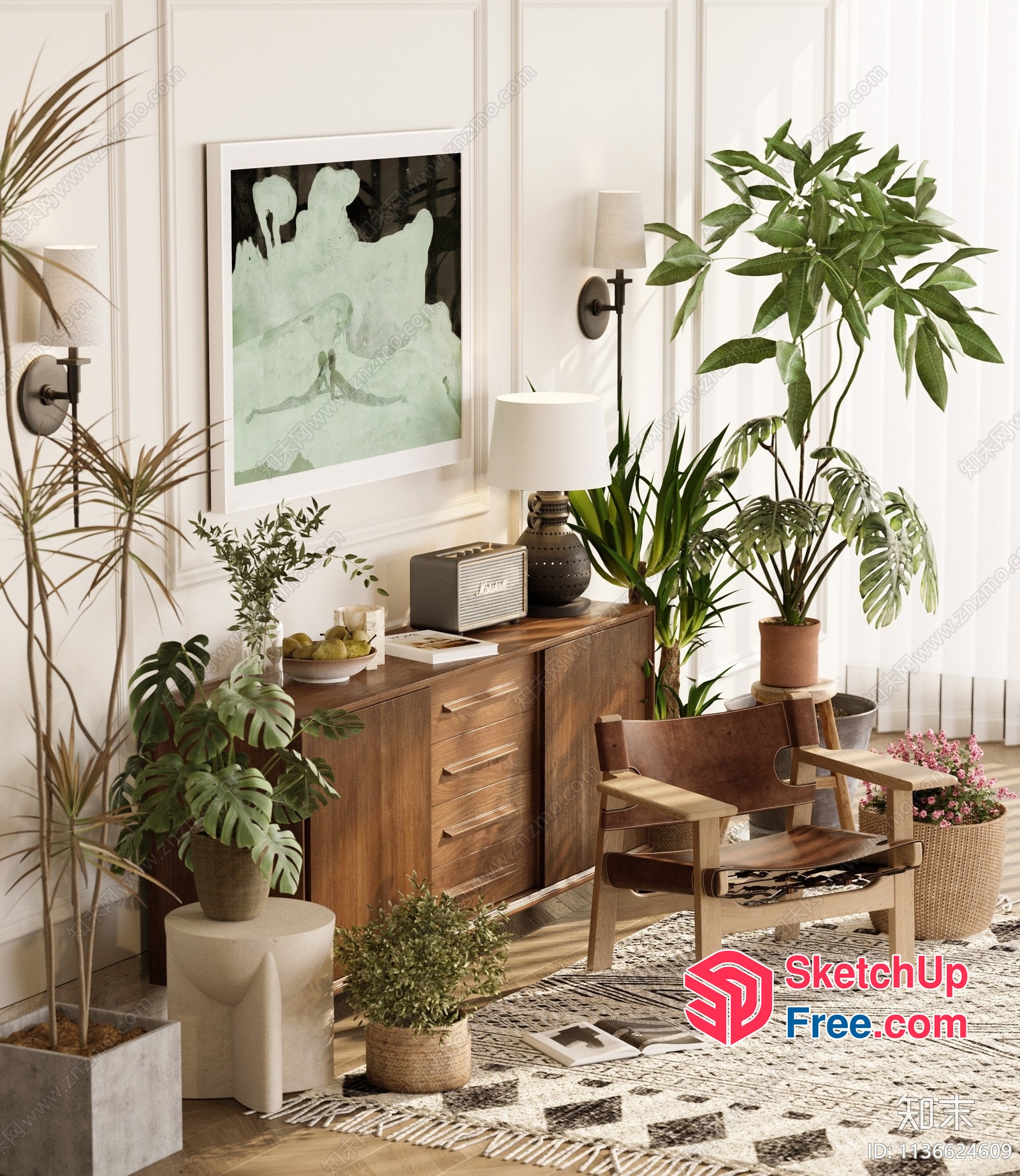 Eclectic Interior With Natural Elements 3D SketchUp File