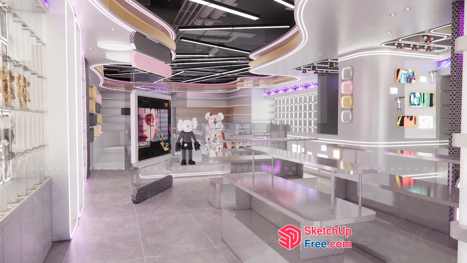 Futuristic Retail Space 3D SketchUp File