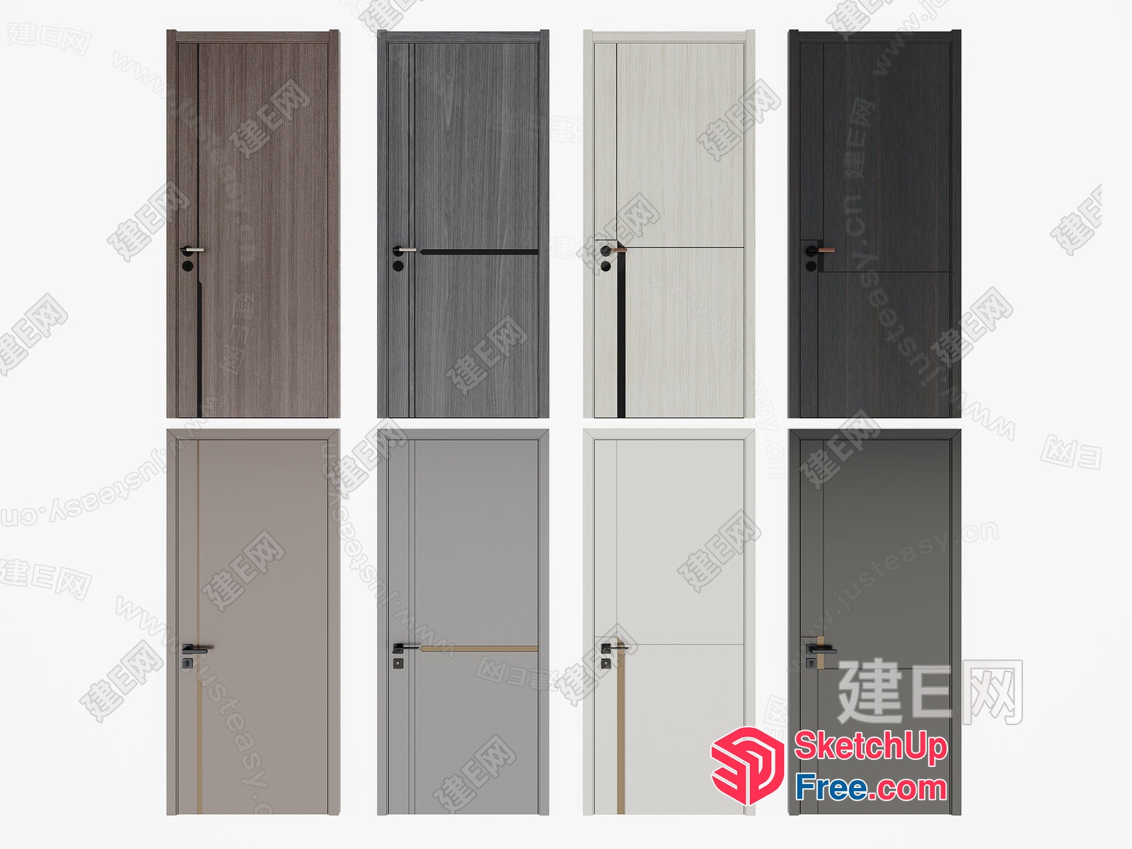 Modern Door Designs With Various Styles And Materials 3D SketchUp File