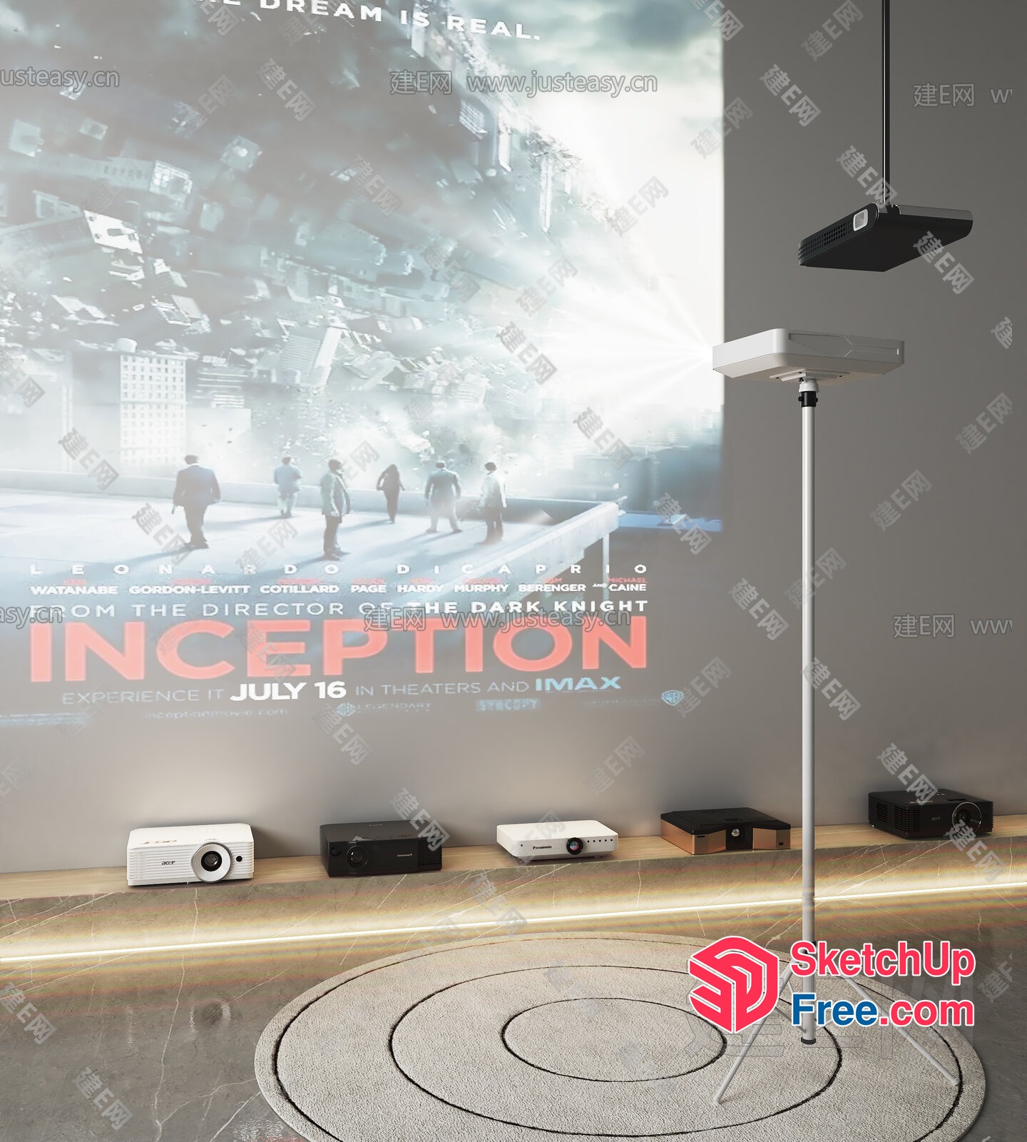 Movie Theater With Projectors And Speakers 3D SketchUp File