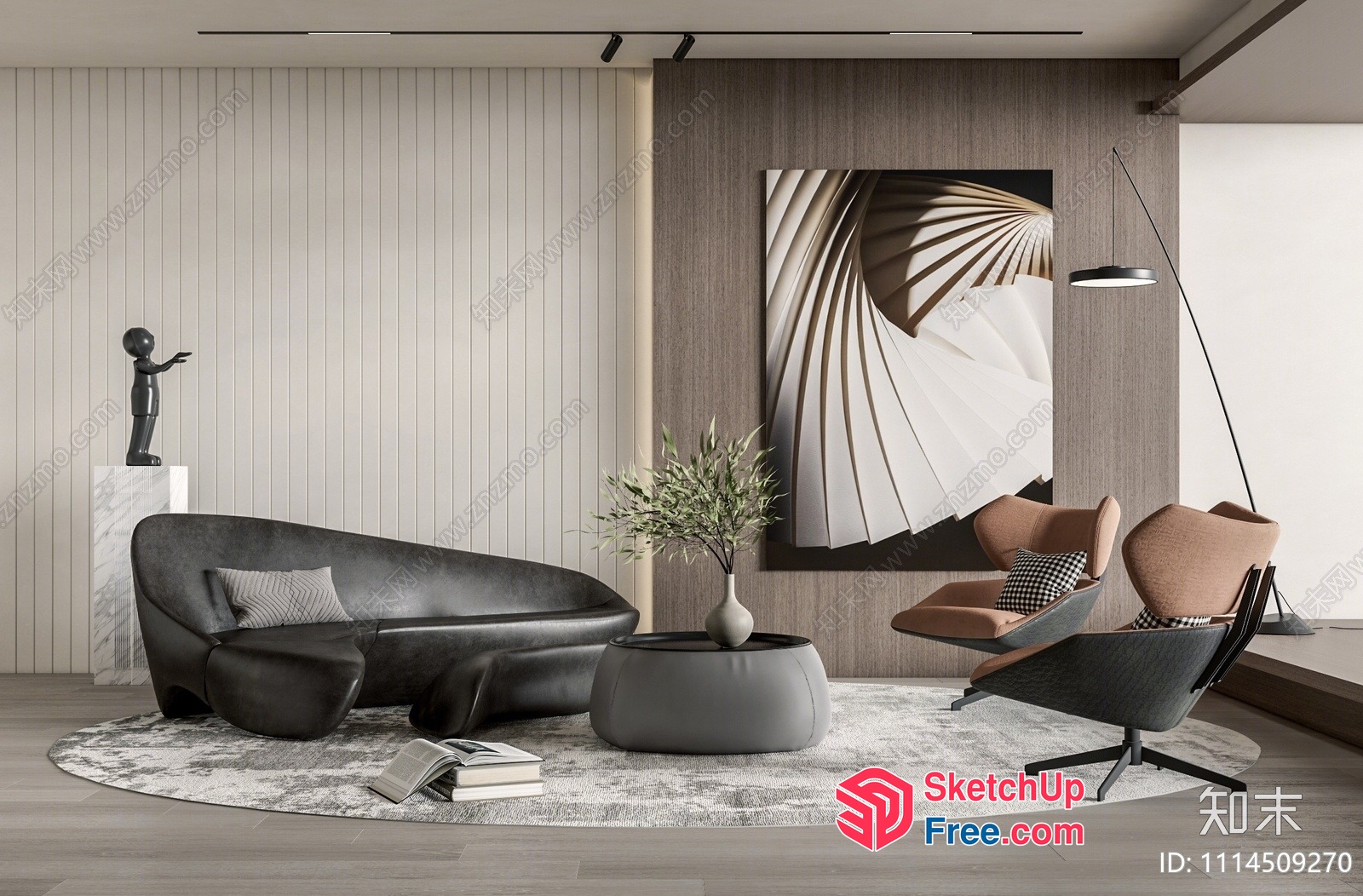 Modern Living Room With Sleek Furniture And Artwork 3D SketchUp File
