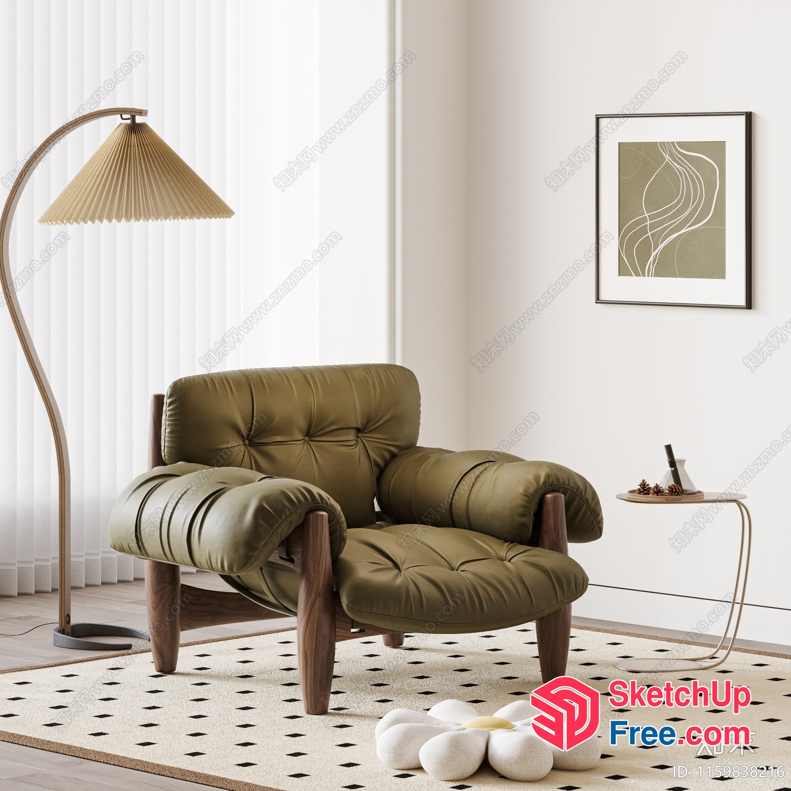 Elegant And Cozy Living Room Interior 3D SketchUp File
