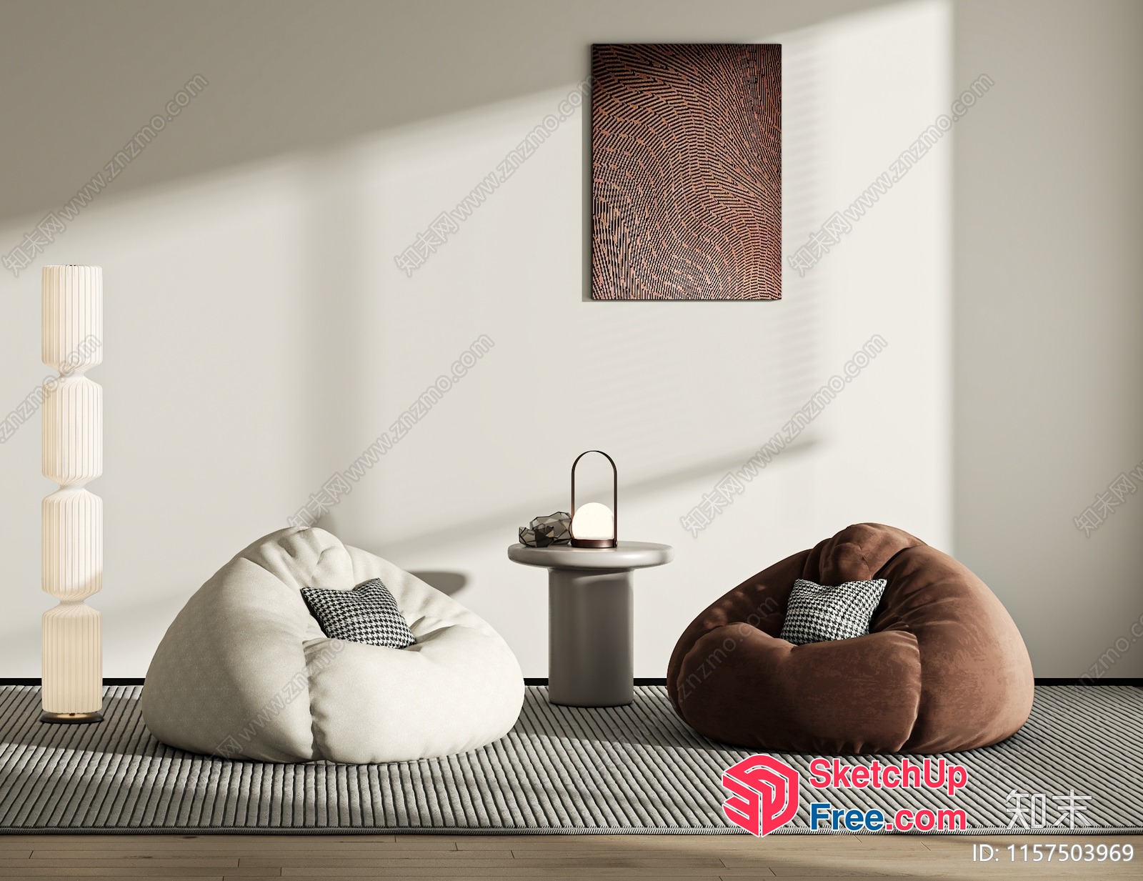 Modern Minimalist Living Room Decor 3D SketchUp File