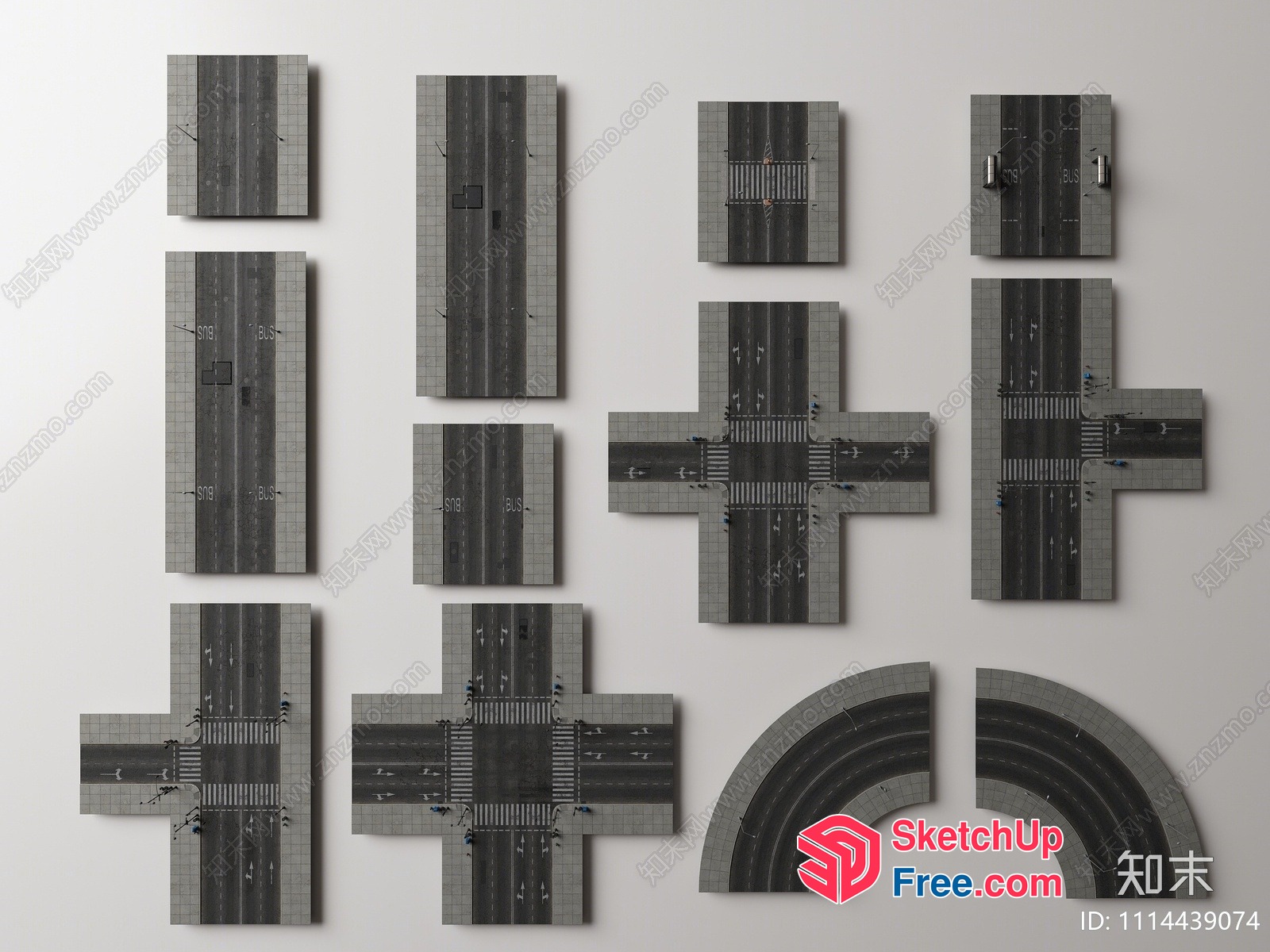 Roadway And Intersection Pieces 3D SketchUp File