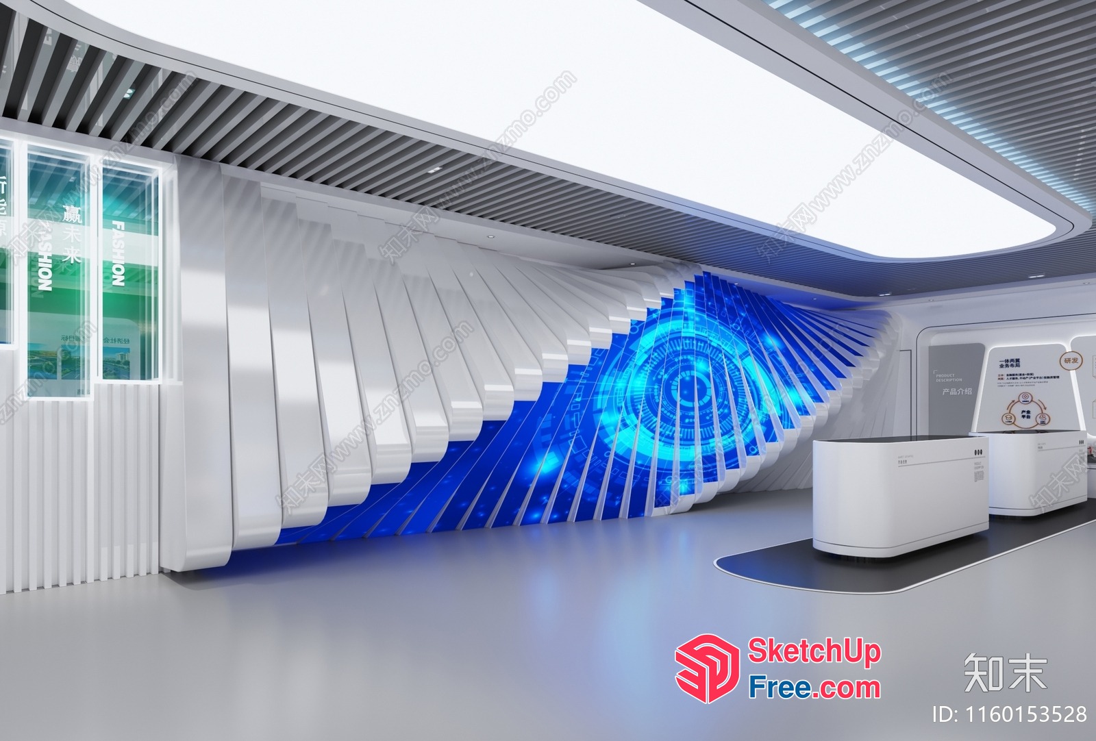 Futuristic Staircase With Blue Light Installation 3D SketchUp File
