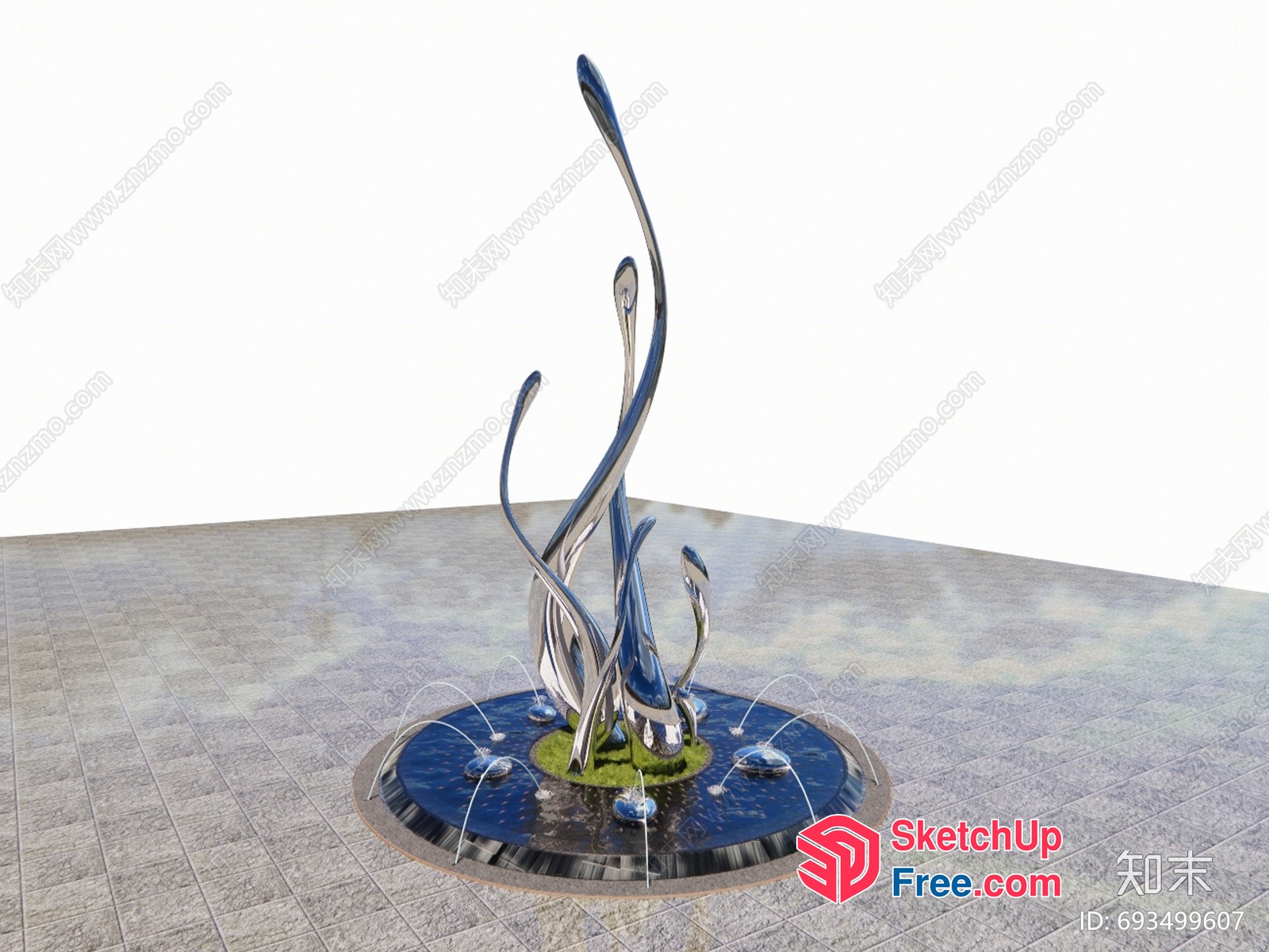 Modern Artistic Fountain Sculpture 3D SketchUp File