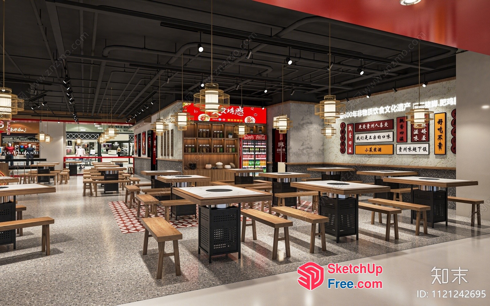 Modern Asian Restaurant Interior 3D SketchUp File